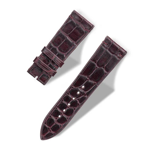 Slim Alligator Leather Watch Band – Classic Fit - Dark Purple Color main image 4